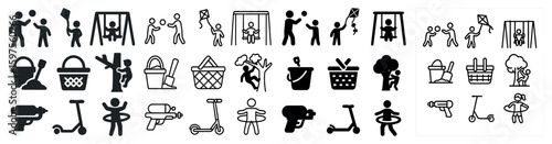 Outdoor activities icons set – silhouette, playground, sport and recreational symbols