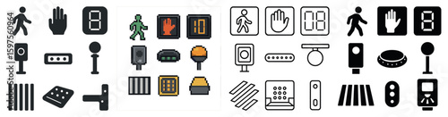 Accessibility icons set – pixel art, silhouette, universal design symbols