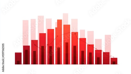 Free Download Red bar graph with varying heights, showing fluctuation and decline - GFXLoad