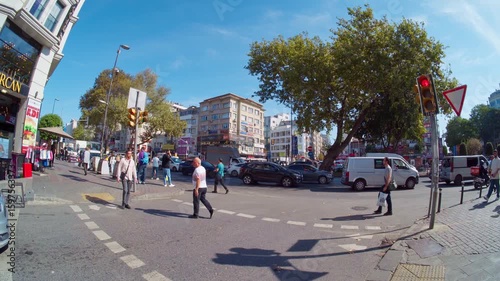 city road and busy traffic in Istanbul, Turkey, street view, urban landscape
