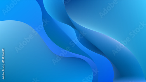 ABSTRACT BACKGROUND GRADIENT MESH SMOOTH LIQUID BLUE COLOR WITH HAND DRAWN ORGANIC SHAPES DESIGN VECTOR TEMPLATE GOOD FOR MODERN WEBSITE, WALLPAPER, COVER DESIGN 