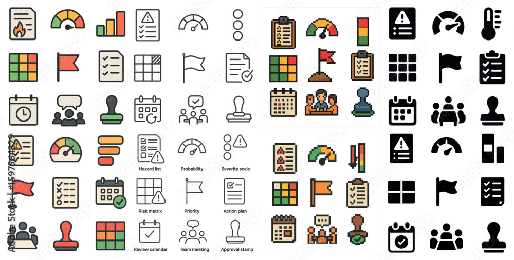 Obraz premium Data analysis icons set – flat, filled, statistics and survey symbols