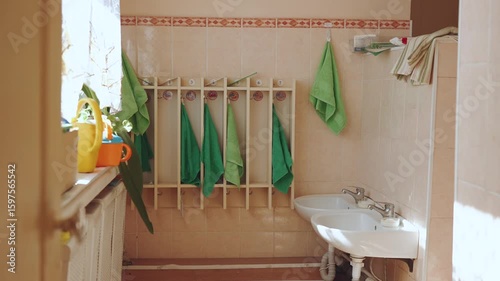 Toilet in kindergarten, toilet room in kindergarten