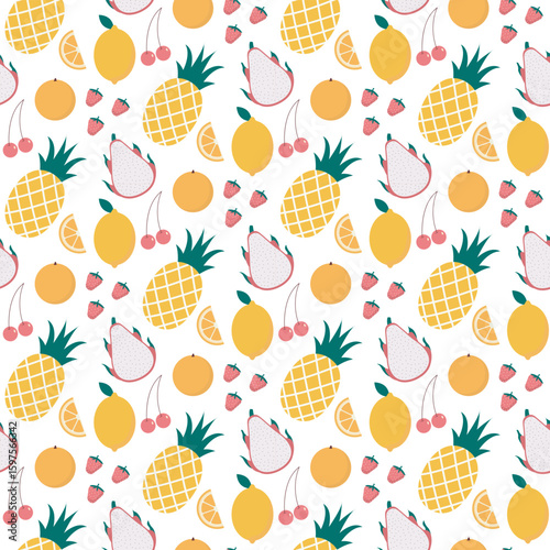 Fresh mix fruits seamless pattern