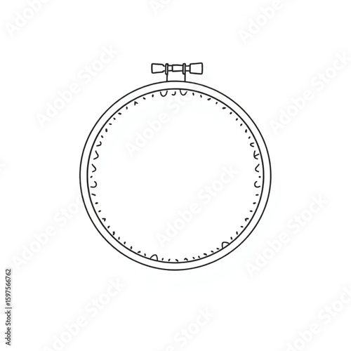 A beginner learning embroidery around a patchwork hoop
