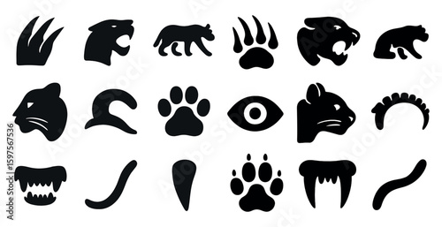 Wildlife silhouette icons set – animal, nature, and wilderness symbols