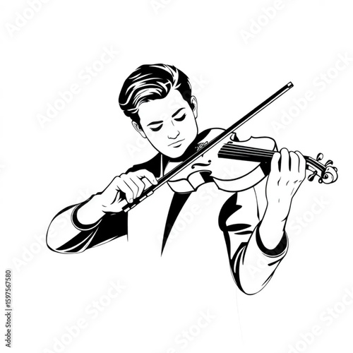 A violinist tightening the chin rest before a stage performance