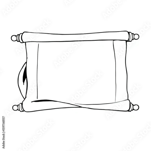 A calligrapher framing a finished scroll with care