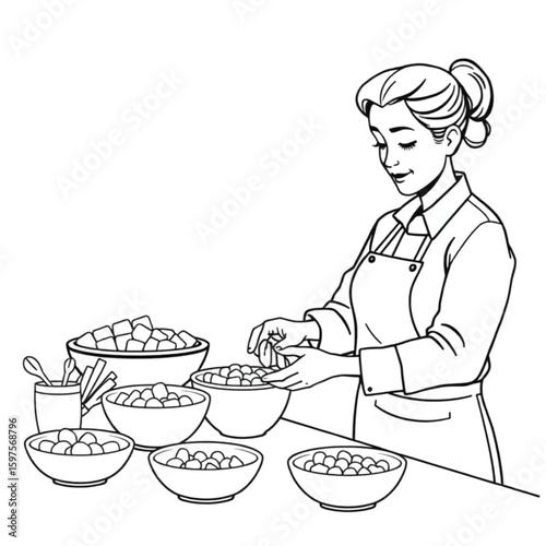 A nutritionist assembling snack bowls for demo day