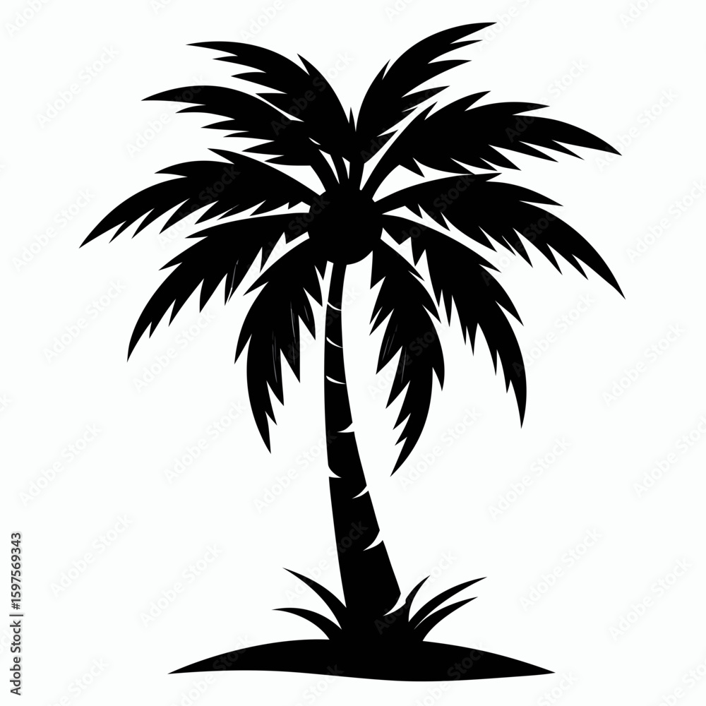 Fototapeta premium Minimal Palm Tree Black Vector 