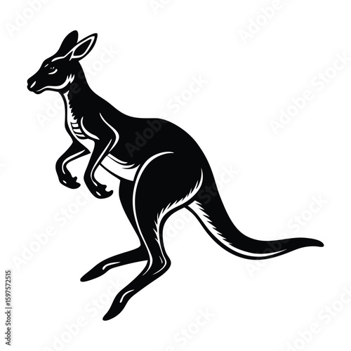 Kangaroo vector illustration: mother kangaroo with her joey in a pouch