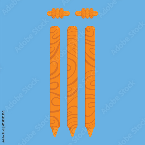 Cricket Wicket Illustration Vector. Cricket Wooden Stumps Icon vector. Cricket Sports
