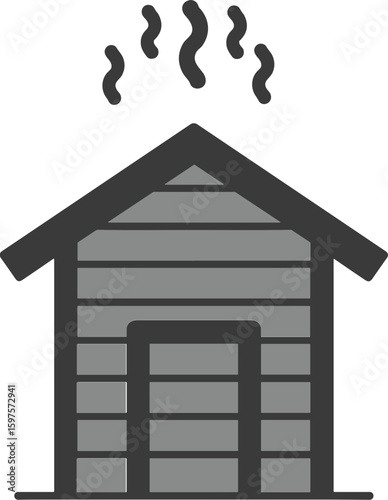 Wooden sauna cabin with rising steam glyph icon