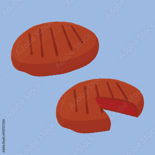 Grilled Beef Patties Illustration Vector. grilled beef vector icon. beef hamburger patties