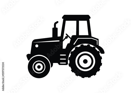 Tractor silhouette black vector white background