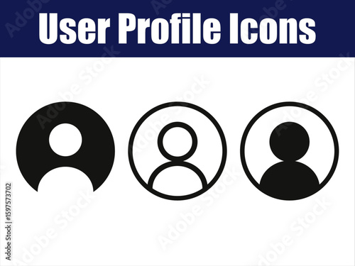 Three User Profile Icons with Minimal Circle Design. Animated user icons inside circular outlines rotate smoothly in minimalist black and white design
