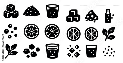 Food and beverage solid icons set – filled, culinary, kitchen symbols