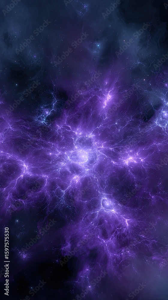 Naklejka premium Vibrant Purple Nebula In Space