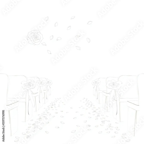 A florist sprinkling rose petals down a church aisle