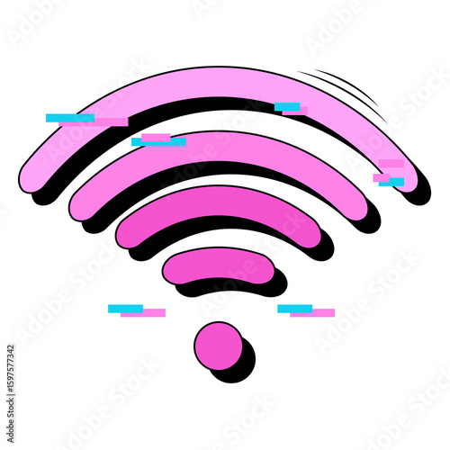 Illustration of a glitchy effect of a Wi-Fi symbol.