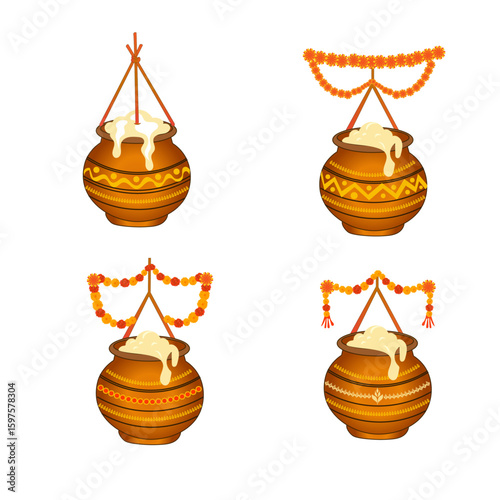 Happy Khrishna Janmashtami and dahi handi Hindu festival of happy shree lord krishna god born with janmashtami text and gradient background. abstract vector illustration design.