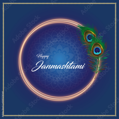 Happy Khrishna Janmashtami and dahi handi Hindu festival of happy shree lord krishna god born with janmashtami text and gradient background. abstract vector illustration design.