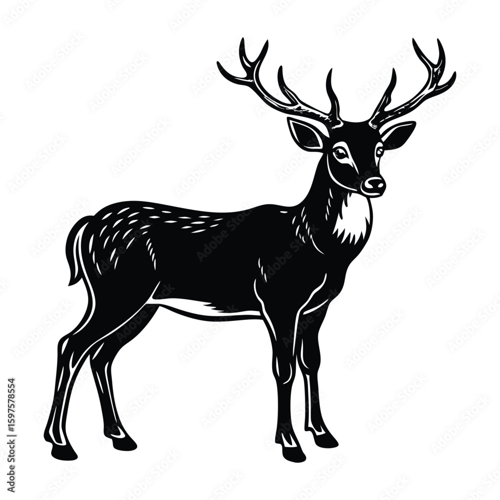 Obraz premium Deer silhouette vector illustration