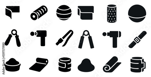 Construction and tools icons set - solid, silhouette, building and repair symbols