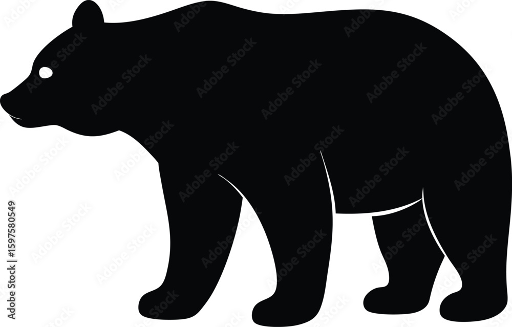 Fototapeta premium Black Bear Silhouette Vector Art Illustration