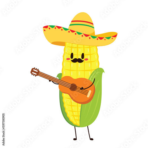 Corn vector. Corn character design. Corn on white background.