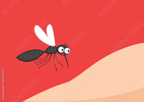 Mosquito bites. mosquito cartoon. wallpaper. free space for text. copy space.