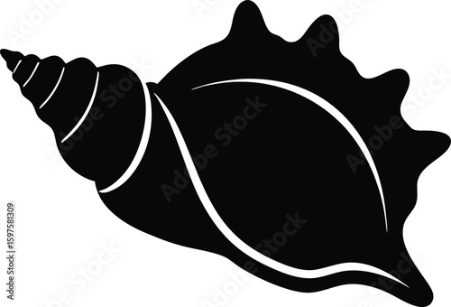 Conch Silhouette Vector Art Illustration