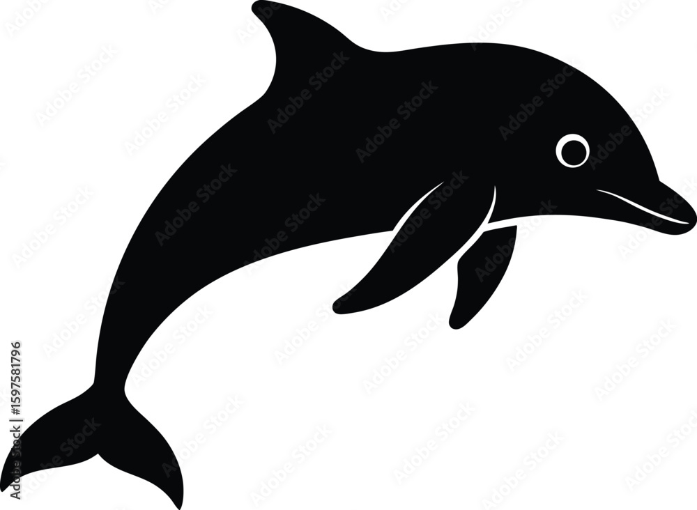 Fototapeta premium Dolphin Silhouette Vector Art Illustration