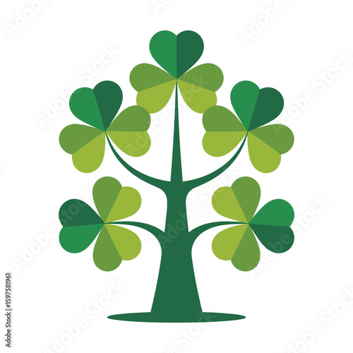 St. Patrick's clover tree, vector illustration on white background.