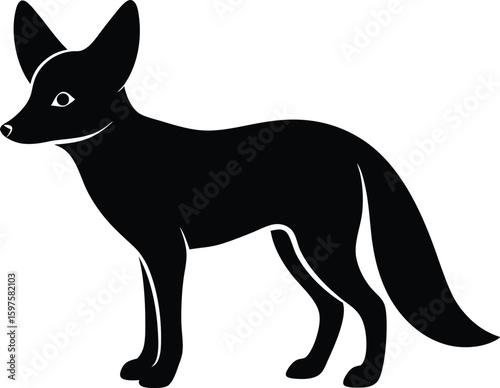 Fennec fox desert animal silhouette vector art illustration