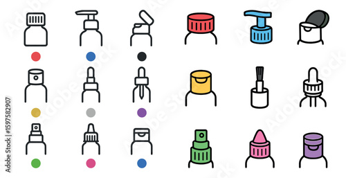 Hair care and beauty icons set – outline, linear, salon and grooming symbols
