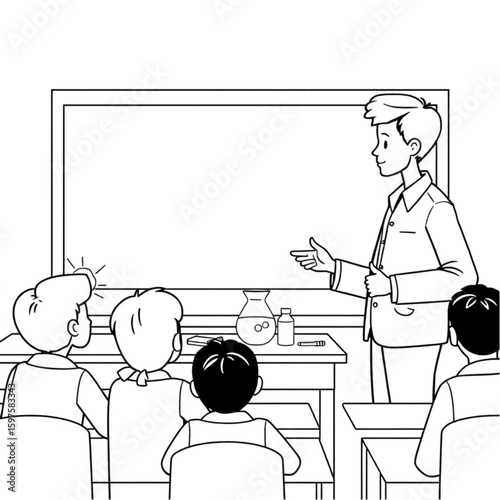 A student presenting a science project to a classroom