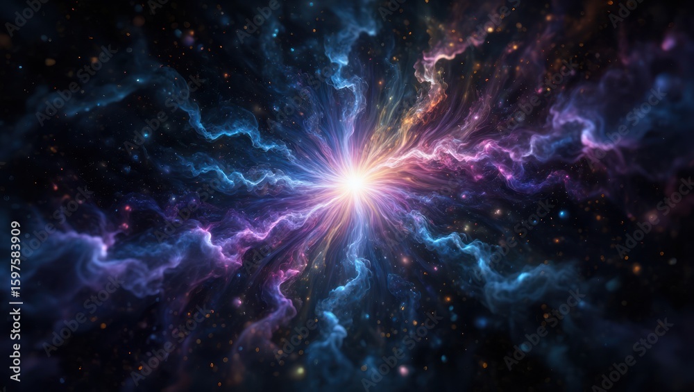 Naklejka premium Vibrant Nebula Burst Inspiring Cosmic Wonder