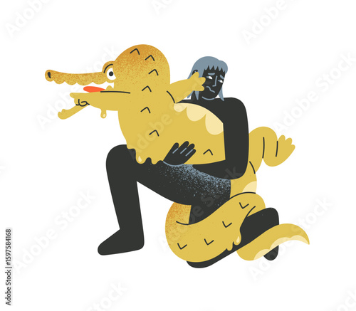 Anxiety disorder concept. Sad person with anxious thoughts worries. Difficulties with fear and concerns. Psychological problems, mental health. Flat isolated vector illustration on white background