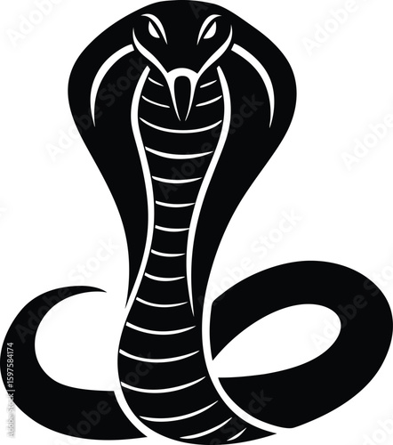 King cobra venomous snake silhouette vector art illustration