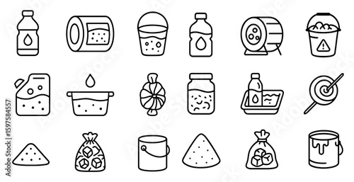 Food and beverage outline icons set – linear, solid, ingredient and culinary symbols