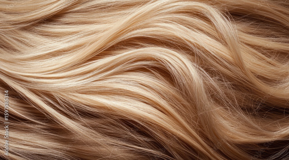 Naklejka premium Blonde hair, wavy texture close-up
