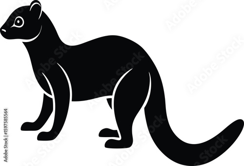 Mongoose small carnivore animal silhouette vector art illustration