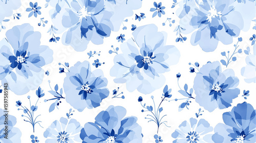 Watercolor blue floral background