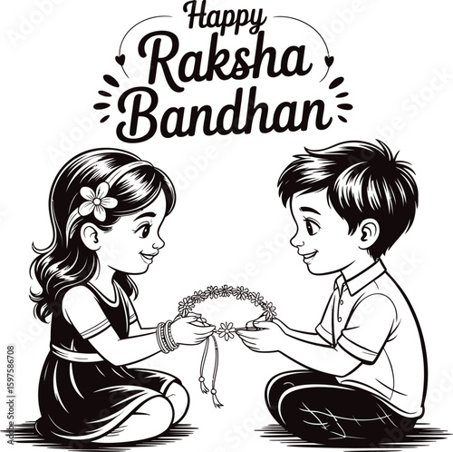 Happy Raksha Bandhan Vector: A Sibling's Loving Bond.