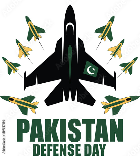 Pakistan Defense Day Vector: Jet Fighters & National Pride.