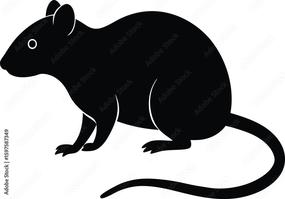 Obraz premium Rat rodent animal silhouette vector art illustration