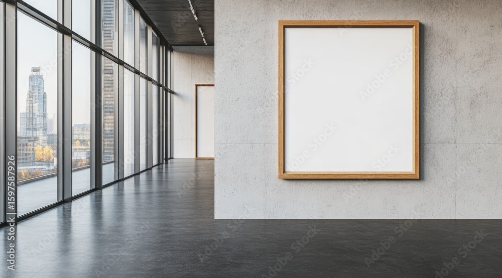 Fototapeta premium Modern gallery interior with empty frame