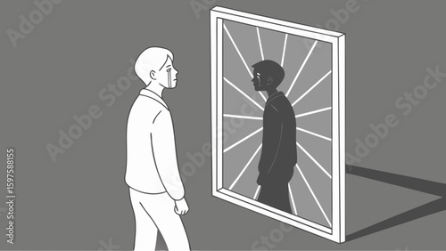 A Thought-Provoking Scene in an Abstract Environment