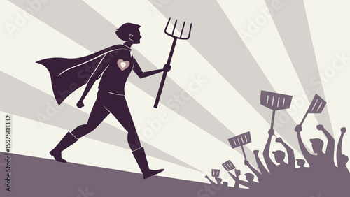 Heroic Farmer Marches with Pride, Inspiring Community in a Rally Against Social Issues